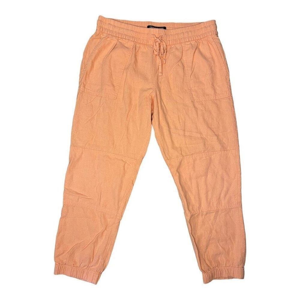 Calvin Klein Jeans Peach Linen Blend Drawstring Jogger Pants Womens Size 10